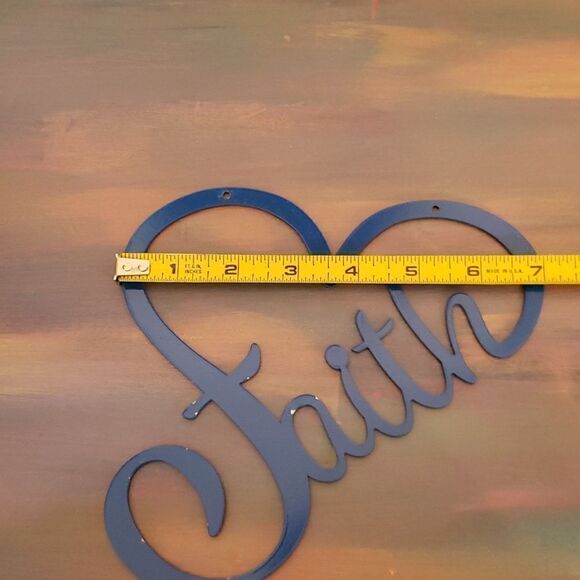 Blue Heart "faith" Metal Wall Decor - Picture 5 of 6